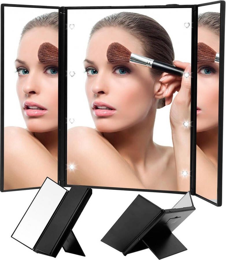 Make-upspiegel verlichte make-upspiegel met 8 leds (voor make-up en scheerbeurt staande spiegel met batterij voor op reis of in de badkamer)