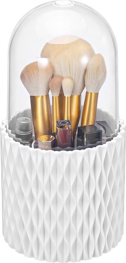 Make-uptafel-organizer badkamerorganizer Skincare organizer 360 graden draaibare opslag geschikt voor kaptafel slaapkamer en badkamer (met deksel)