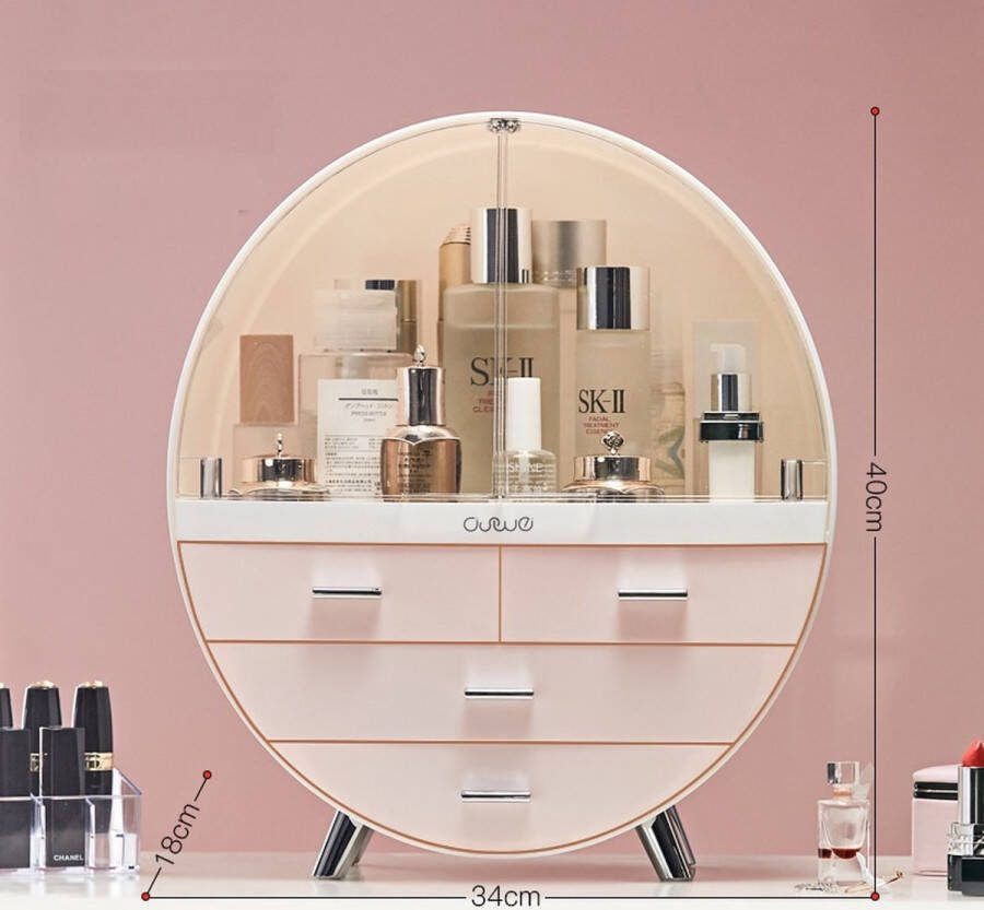 Makeup Organizer Makeup Organizer Makeup Storage System Storage Box for Dresser Bedroom Bathroom 40*34*18CM Roze