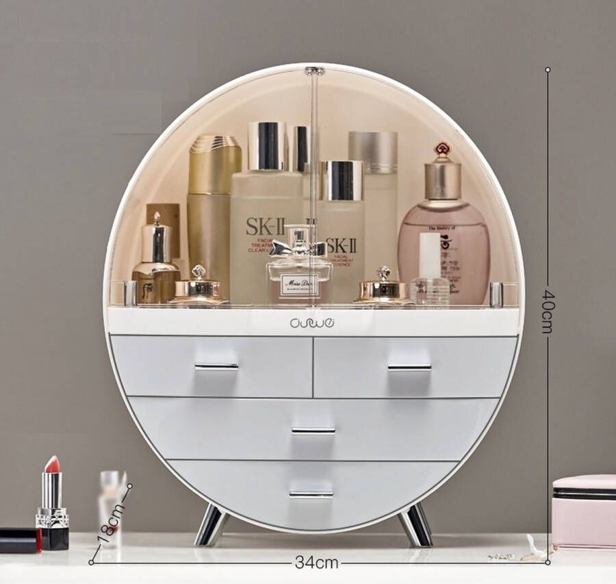 Makeup Organizer Makeup Organizer Makeup Storage System Storage Box for Dresser Bedroom Bathroom 40*34*18CM Grijs