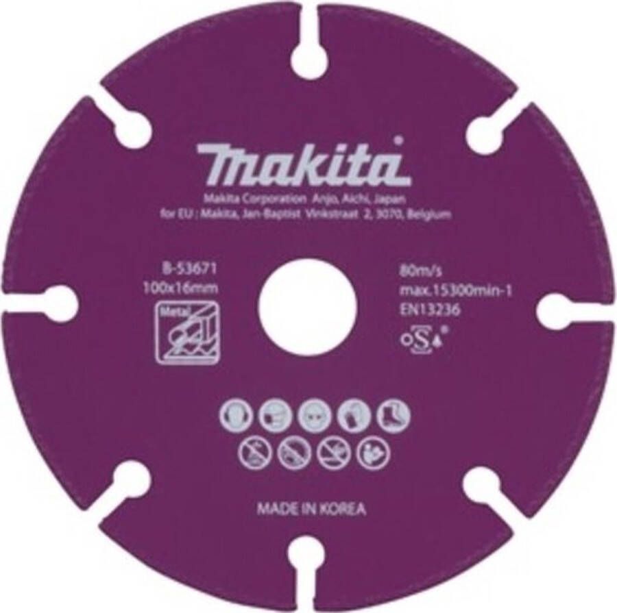 MAKITA B-53671 MULTI CUT PURPOSE DIAMOND WHEEL 100MM Steel (haakse slijper)