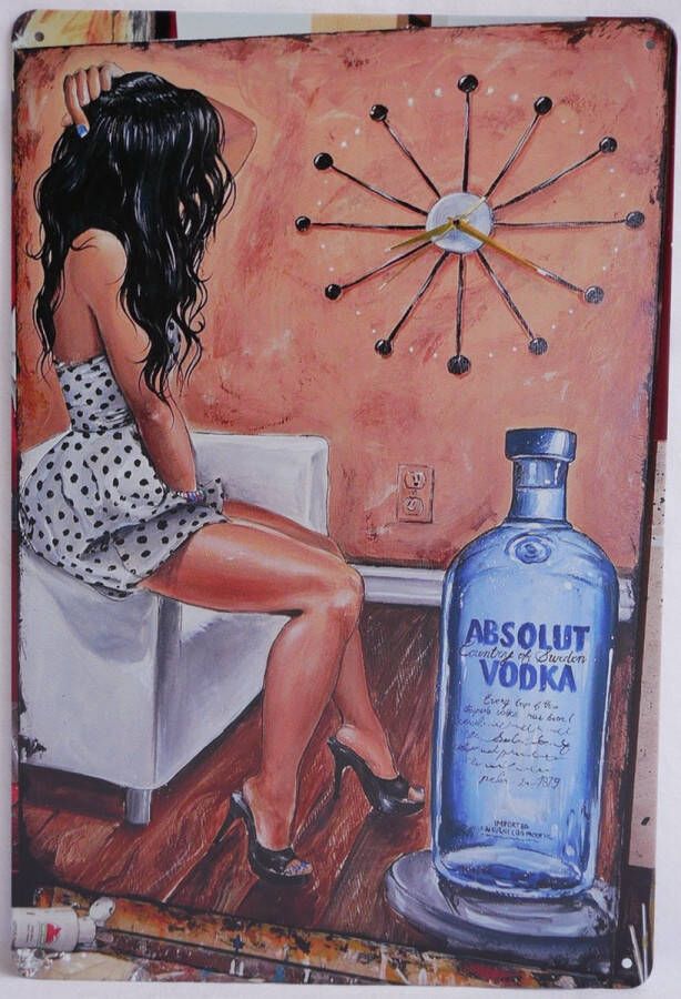 Mancave Decoratie Wanddecoratie Metaalbord Absolut Vodka Wandborden 30x20cm