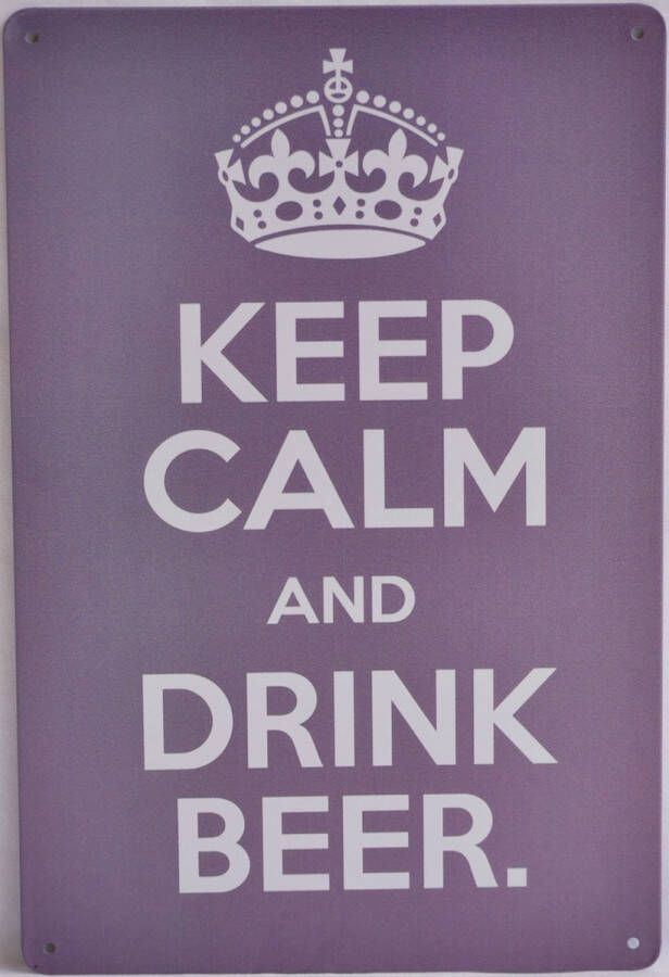 Mancave Decoratie Wanddecoratie Metaalbord Keep calm and drink beer Wandborden 30x20cm