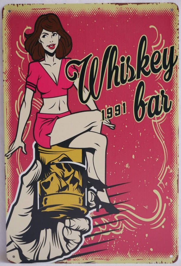 Mancave Decoratie Wanddecoratie Metaalbord Whiskey 1991 bar Wandborden 30x20cm