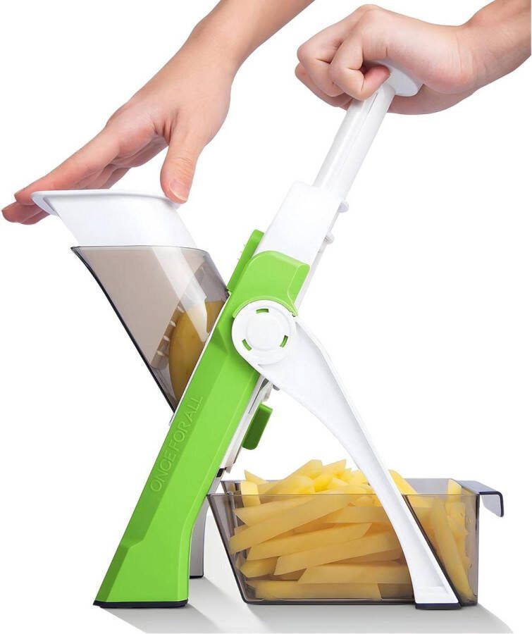 Mandoline Groente Chopper Slicer 5 in 1 Julienne Dicer Fry Cutter Keuken Chopping Artefact Rechtopstaande Chopper voor Fruit & Groenten Groen