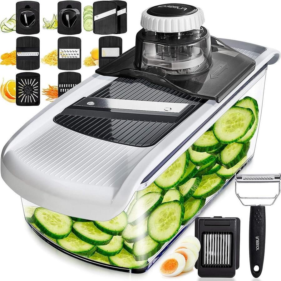 11-in-1 Mandoline Snijder Professionele Plantaardige Snijmachine Spiraalsnijder Handmatige Keuken Mandoline Snijmachine Julienne Zester Sapcentrifuge Eisnijder Eierscheider Dunschiller french fry cutter