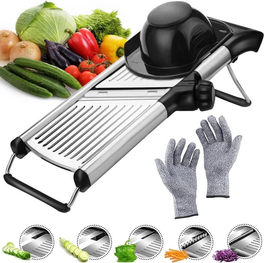 Mandoline Snijmachine Roestvrij Staal Multifunctioneel Verstelbaar Groente Fruit Julienne Rasp Aardappel Kaas Ui