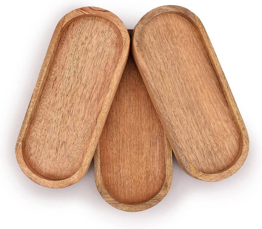 Mango ovale houten dienblad set van 3 perfect voor voedselhouder barbecue serveer kaas sushi vakantiesnacks en meer. (30 48 cm x 12 7 cm x 1 90 cm)