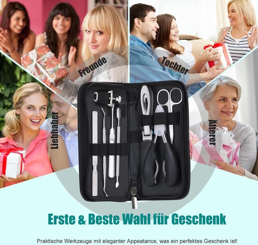 Manicure nagelknipperset 8 stuks manicureset met nagelschaar nagelriemschaar nagelvijl