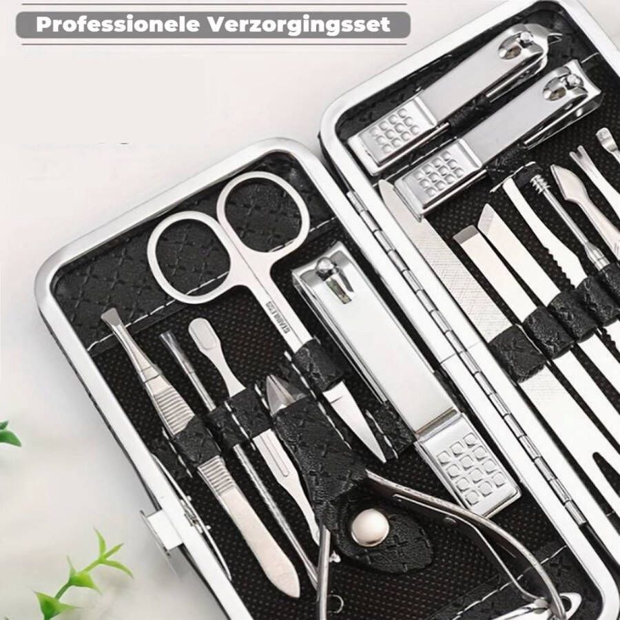Allernieuwste.nl 19-Delige Manicure Set Pedicure Set RVS Professionele Verzorgingsset Manicureset Reisnagelset Roestvrijstaal 19 delig met Etui