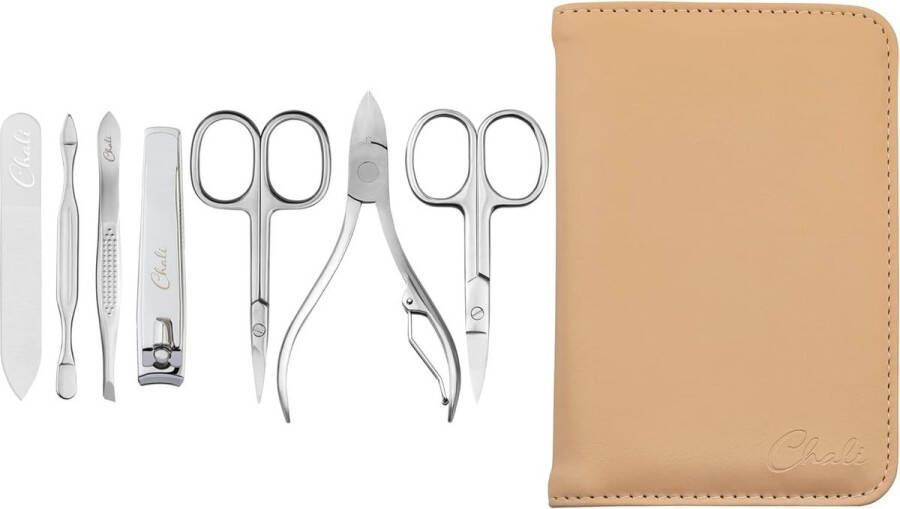 Manicure Set 7-delig Nagelset Roestvrij Staal voor Dames en Heren Nagelschaar Nagelhuidschaar Nagelknipper Glazen nagelvijl Nagelriem duwer Nageltang Pincet