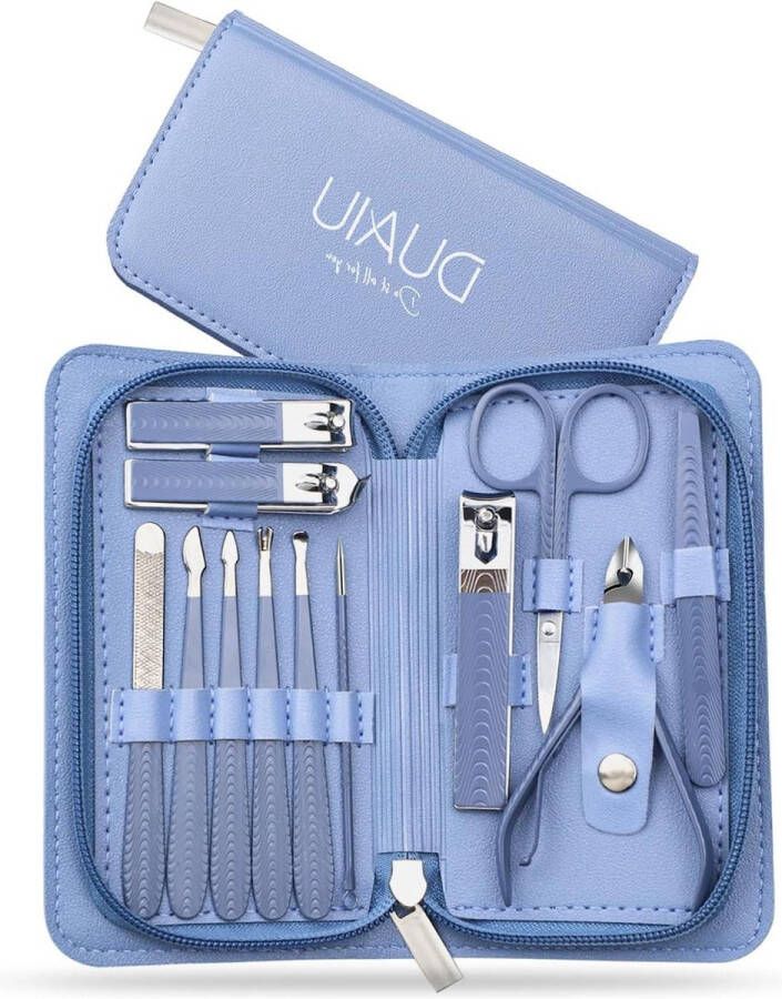 Manicure set Manicureset 12-delige nagelverzorgingsset manicure-pedicureset roestvrijstalen nagelschaarset nageletui voor dames en heren vingernagelverzorgingsset voor op reis