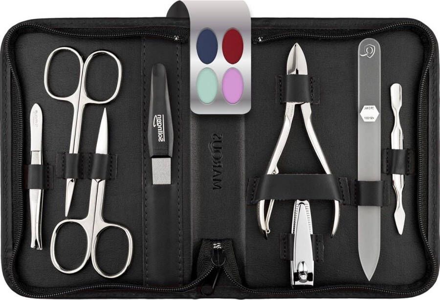 Manicure set Manicureset 8-delig met nagelknipper en glasvijl Nagelset in hoogwaardig leren etui Complete set voor dames en heren