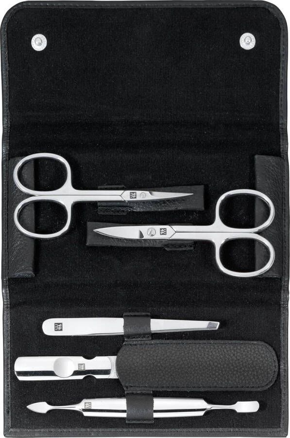 Manicure set Manicureset CLASSIC INOX 97458-004-0 5-delig pedicure-handen voeten mannen-vrouwen rundleer Zwart