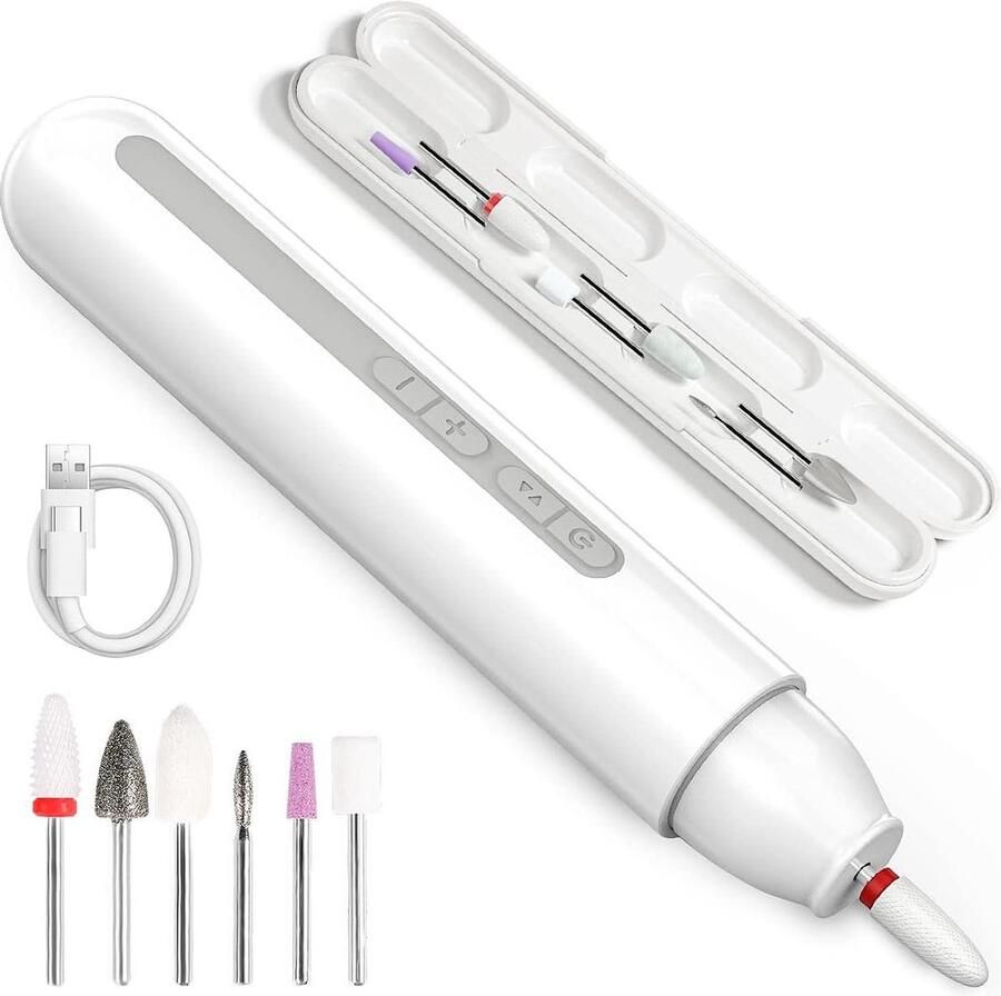 Manicure set Manicureset Elektrische Draadloze Nagelvijlen Set Elektrische Manicure Boorset 6 Veelzijdige Hulpstukken 6-speed Motor Snelle Rotatie (8500-13000 rpm) AG-1738