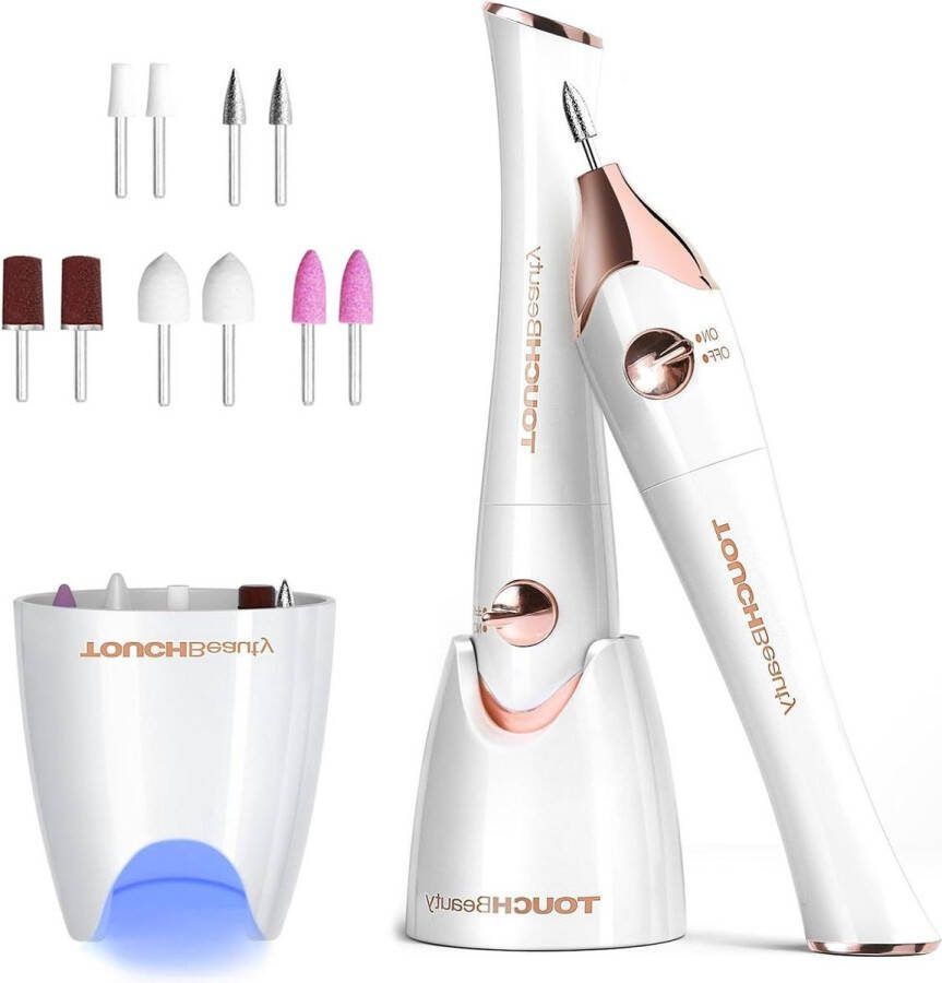 Manicure set Manicureset Elektrische nagelvijlenset met 5 nagelverzorgingshulpstukken Nagelboormachine voor nagelsalon of DIY manicure AG-1335P (goud)