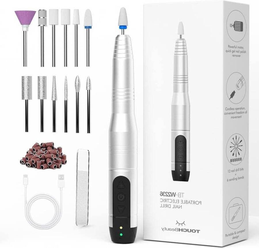 Manicure set Manicureset Nagelfrees gelnagels AG-2236 elektrische nagelvijl draadloos 12-in-1 USB-oplaadbaar manicure pedicure set acrylnagels eelt Shellac nagelriemen nagelboor
