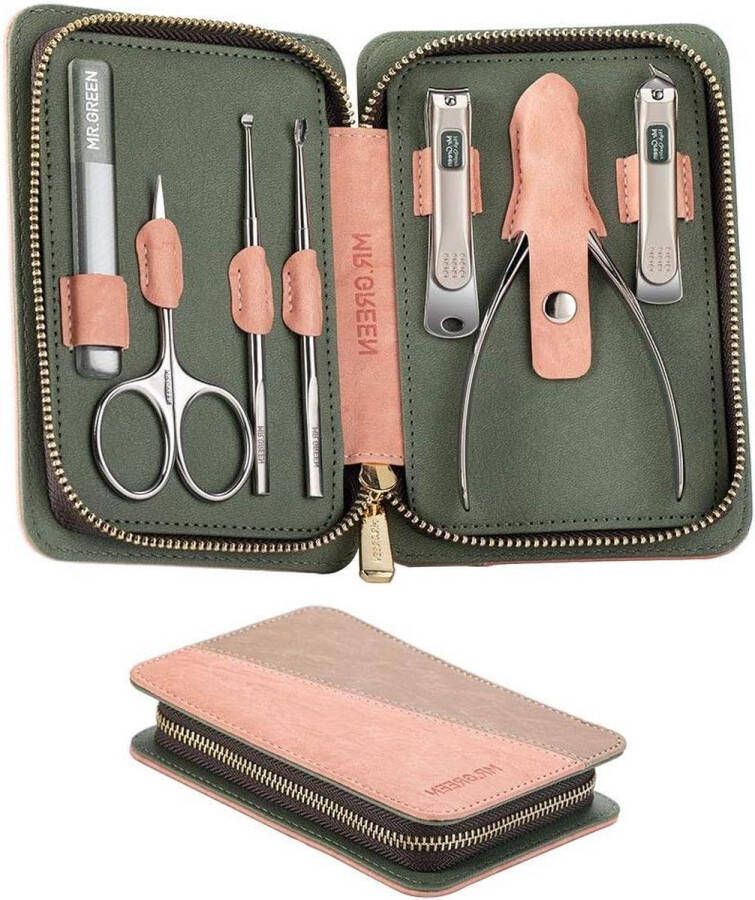 Manicure set Manicureset nagelknipper set 7-in-1 professionele manicure pedicure roestvrij staal verzorgingsset met lederen etui draagbare reisnagelknipper voor mannen en vrouwen