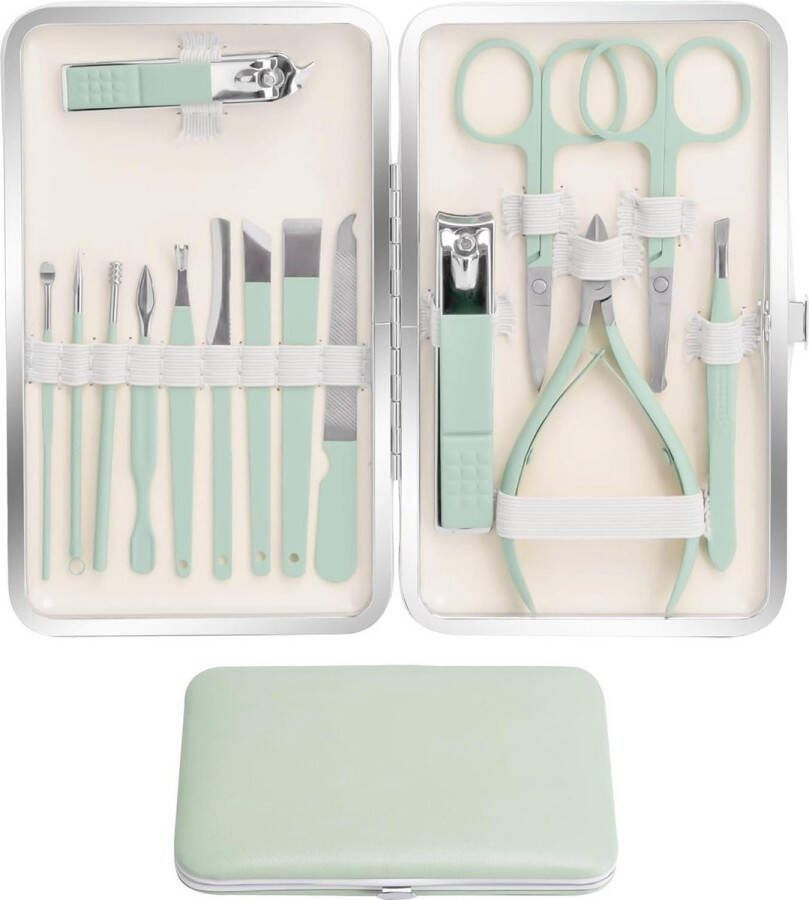 Manicure set Manicureset Pedicure Kit Nagelknipperset Mannen Vrouwen 16 Stuks Persoonlijke Verzorging Gereedschap Kit Draagbare Reistas Professionele Manicure Pedicure Gereedschap Verzorging Kit voor Familie