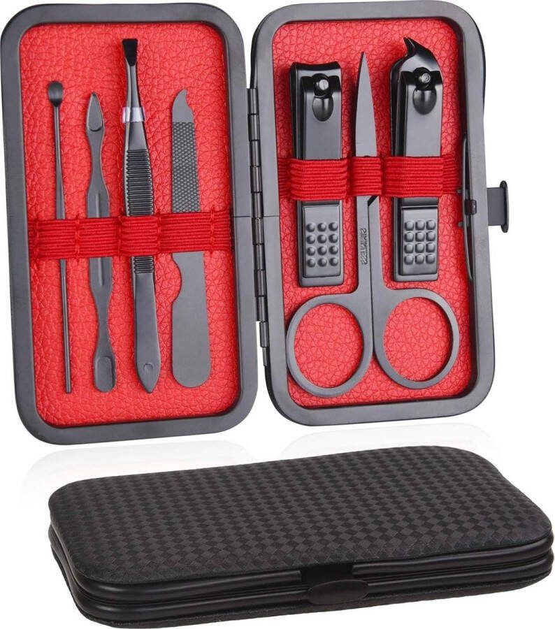 Manicure set Manicureset Professionele 7-Delige Draagbare Nagelknipper & Wenkbrauwverzorgingsset Roestvrijstalen Nagelverzorgingstools Luxe Lederen Etui Op Reis En Thuis