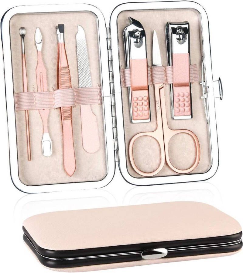 Manicure set Manicureset Professionele Nagelknipper Wenkbrauwverzorgingsset Roestvrijstalen Nagelverzorgingstools Luxe Lederen Etui Reis Thuis