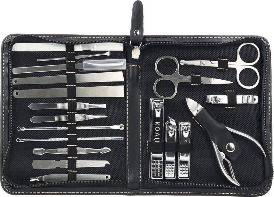 Manicure set Manicureset Professionele Nagelschaar Set Roestvrij Stalen Verzorgings Set Nagelriem Teennagel Verzorging Heren Dames Luxe Faux Lederen Etui