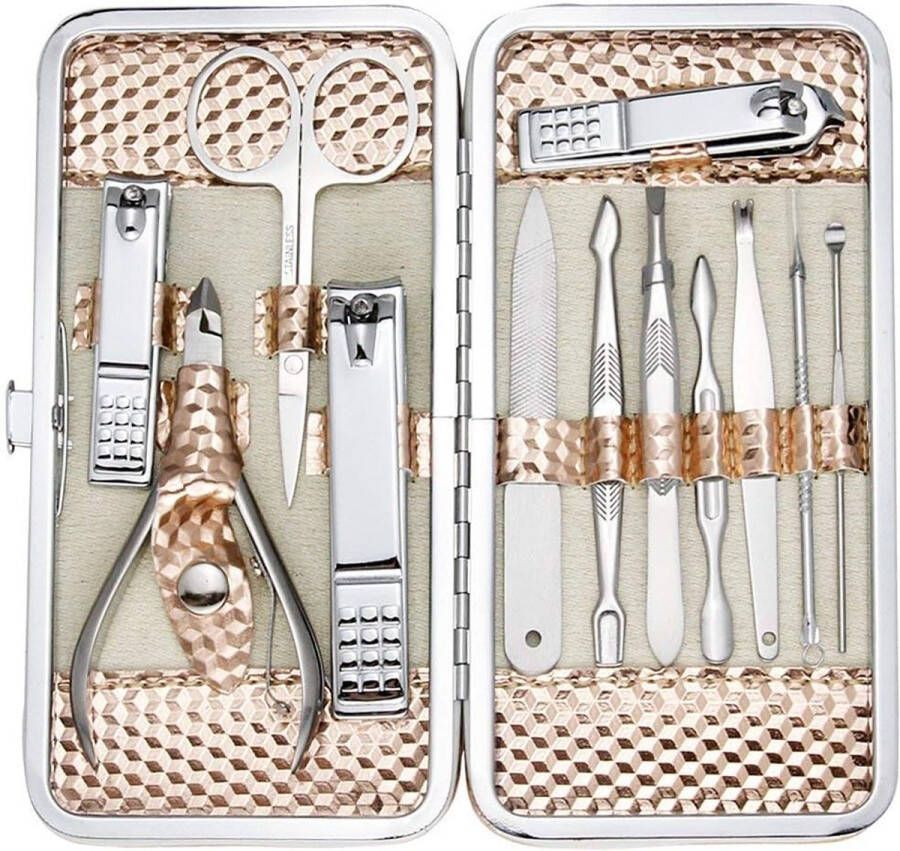 Manicure Set Nagelknipper Pedicure Kit Professionele Manicure Kit Grooming Kit Nagelverzorging Gereedschap met Travel Case (Rose Gold)