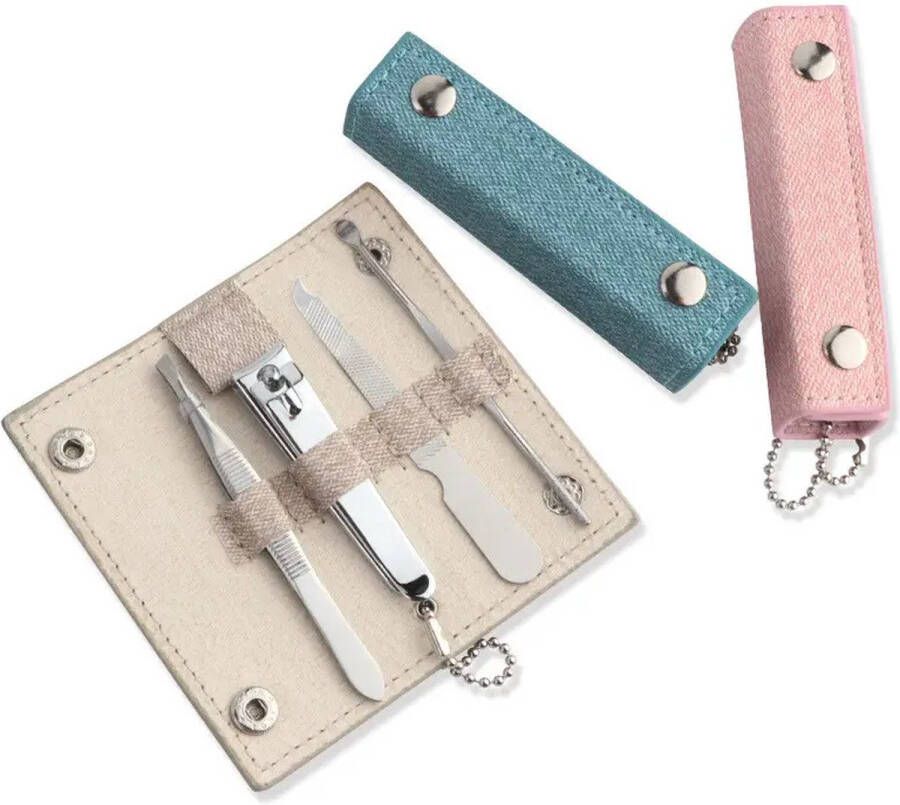 Manicure set Travelkit Nagelschaarsetje Manicureset Nagel set van 4 pcs Roze Nagelvijl Teennagel Met Nagelvijl Nagelknipper set