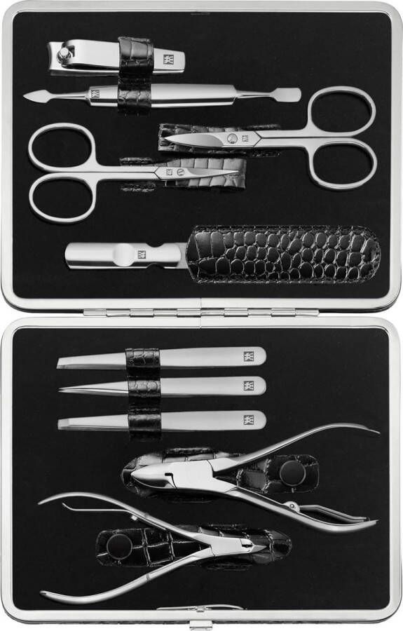 Manicureset 10-Delig ZWILLING Klassiek Inox Zwart Lederen Zaak