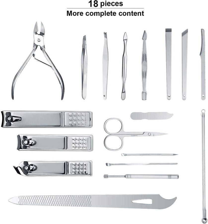 Manicureset 18 delig Professionele Nagelknipper Kit Pedicure Verzorgingsgereedschap-Verzorgingsgereedschap van roestvrij staal Met roségouden PU lederen tas voor Travel & Home (Rose Gold)