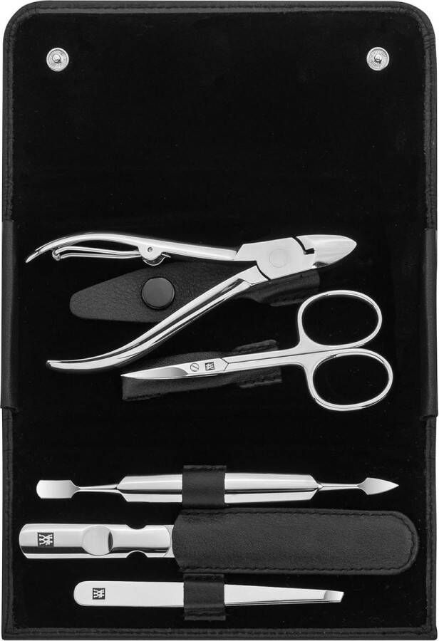 Manicureset Classic Inox Etui Rundleer Manicure Set Zwart 9 x 4 x 3 cm 5 Stuks Zwilling