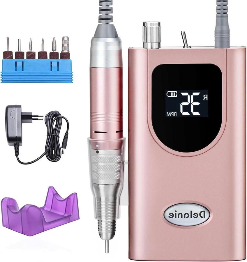 Manicureset Elektrische Nagelboor Draagbaar en Oplaadbaar 35.000 RPM Regelbare Snelheid met LED-display