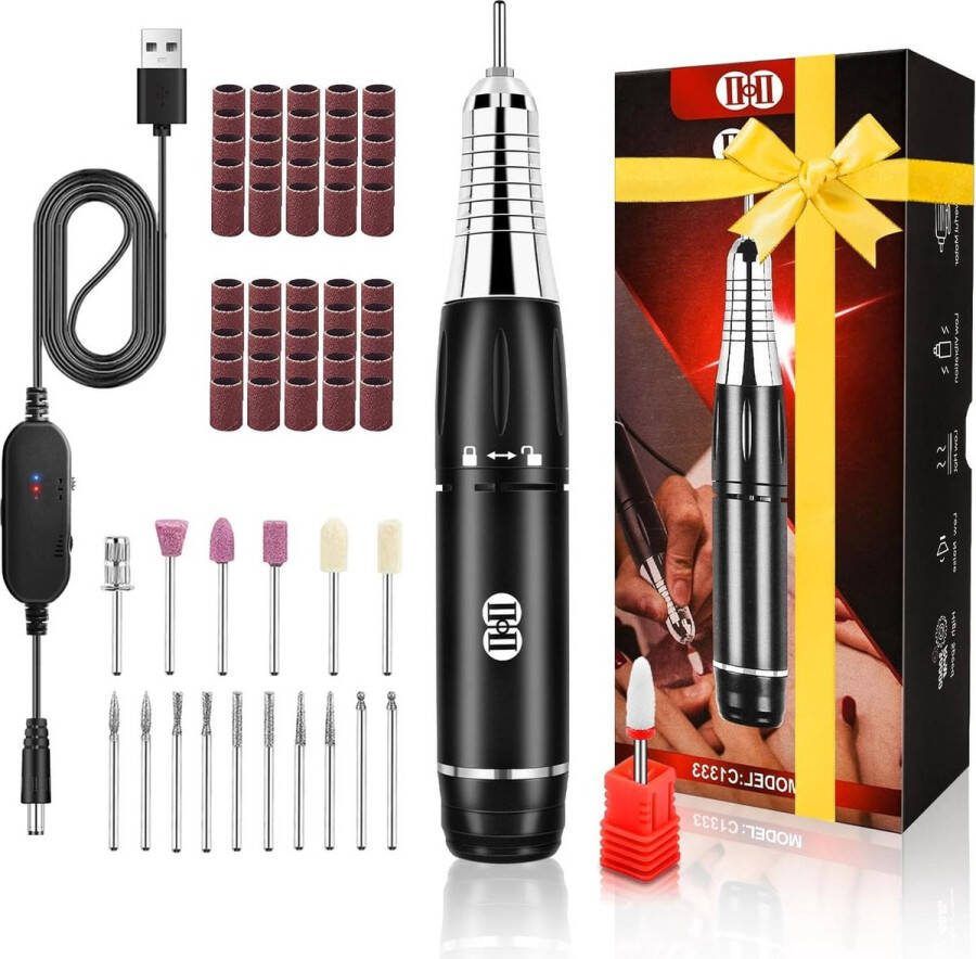 Manicureset Elektrische Nagelvijl 20000 RPM Oplaadbare Accu LED Verlichting 4 Snelheden Teennagelvingernagel Acrylgelnagels