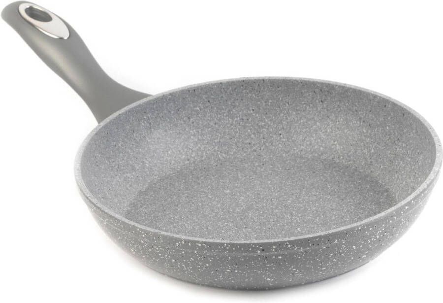 Marblestone Collection Frying Pan Non-Stick 20 cm Induction Hob Suitable Small Cooking Pan Strong And Durable Forged Aluminium Fry And Sauté Fish-Meat-Vegetables Grey Suitable For Induction Hobs And Stovetops Poffertjes pan
