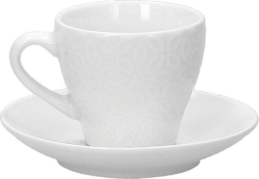 Margaret set van 6 koffiekopjes met bord cc 100 porselein wit. Koffiekopjes set van 6