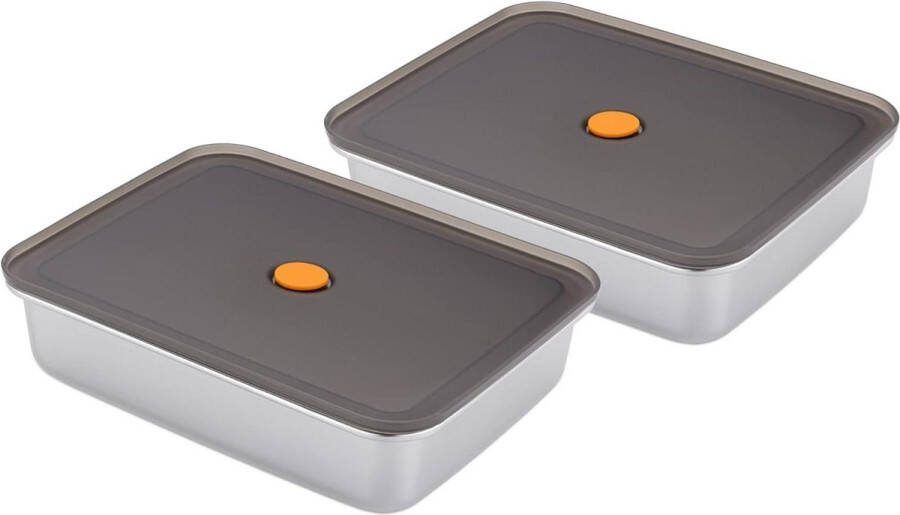 Marinade Schaal met Deksel 235x19x57 cm Set van 2 Geschikt als Ovenschaal tot 220 graden Vlees Vis Groente RVS Anti-aanbaklaag Schalen set