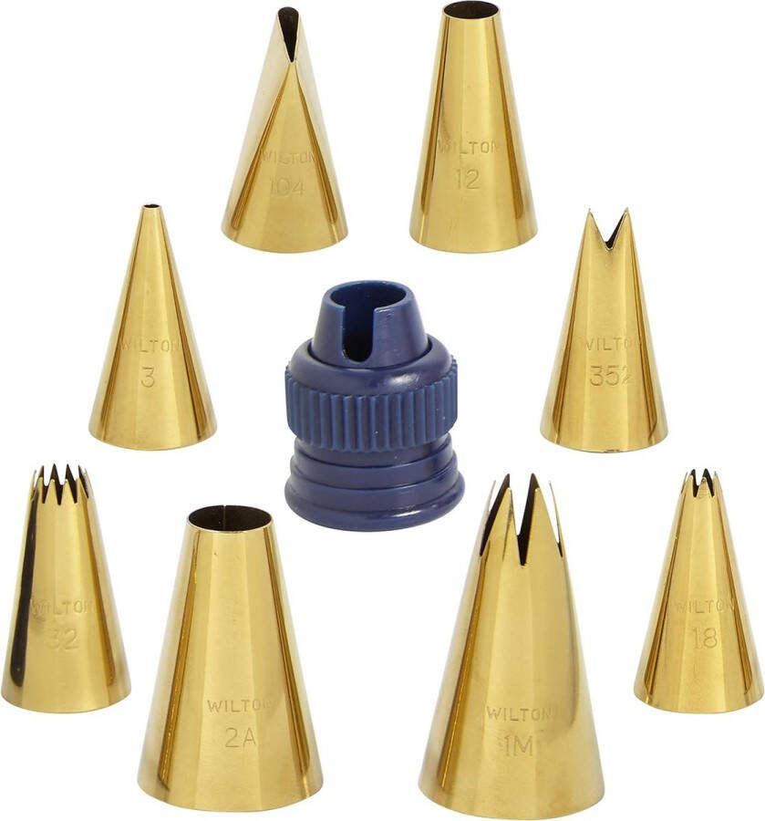 Marineblauwe En Gouden Spuitmonden En Taartdecoratieset 17-Delig