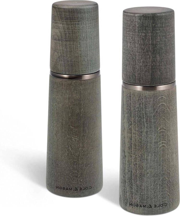 Marlow Grijs Zout Pepermolen Precision+ Instelbare Maling Beukenhout 185mm Cadeauset met 2 Molens Levenslange Garantie op Mechanisme salt and pepper grinder set copper