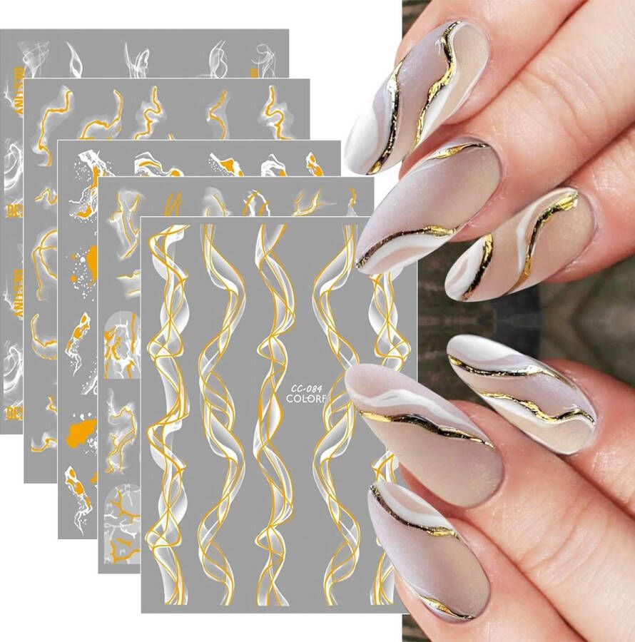 Marmer Nagelstickers 9 Vellen Nail Art Nagel Sticker Zelfklevende Decoratie Nageldesign