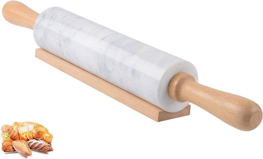 Marmeren deegroller handgreep van 47 cm voor pizzadeeg en taartkorst antiaanbaklaag