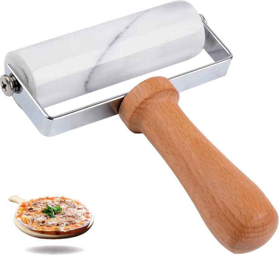 Marmeren deegroller pizzaroller marmeren roller anti-aanbak-type voor het bakken van taarten tortilla fudge pizzakoekjes en ander bakken in de Keuken (wit)