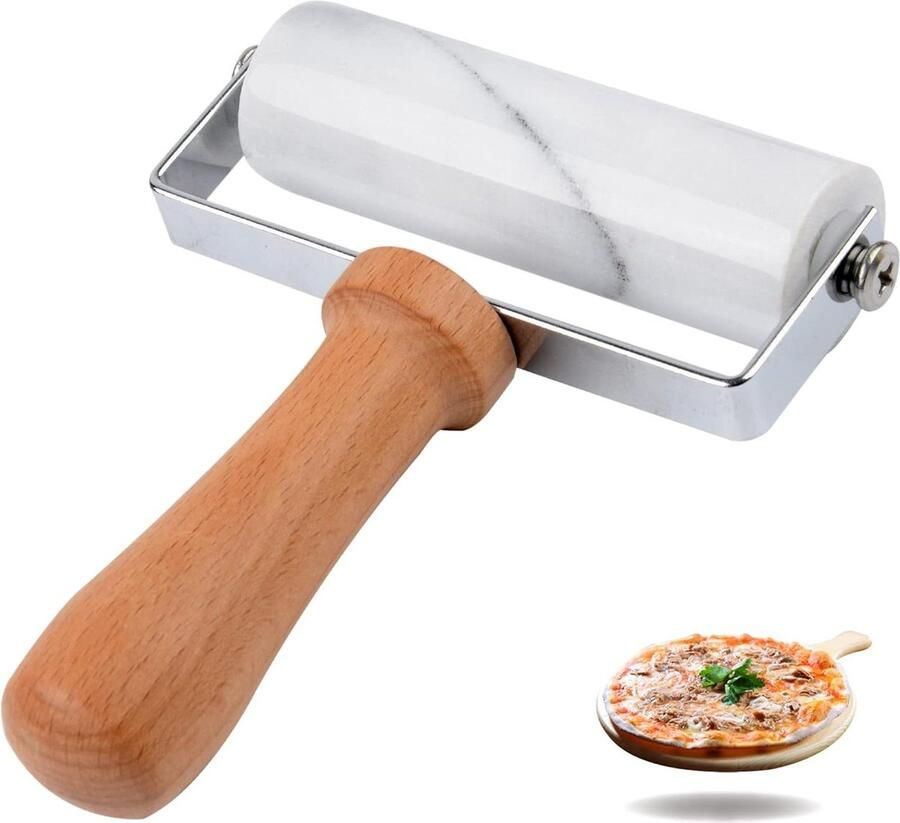 Marmeren deegroller voor taarten en koekjes Klein anti-aanbaktype voor bakken Tortilla Fudge pizza Bakken in de keuken (wit)