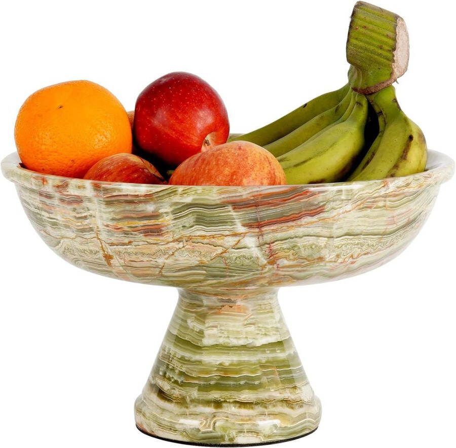 Marmeren fruitschaal van groene onyx 12 x 8 inch handgemaakte keukentafelkom decoratieve salade- en groentekom voor aanrecht. Fruitschaal