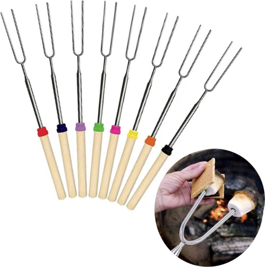 Marshmallow spiezen Spies BBQ accessoires Uitschuifbaar 8 stuks