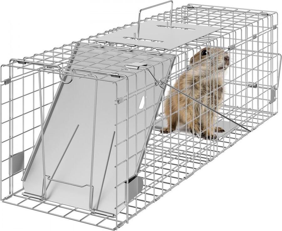 Marter Trap 610x203x203mm Live Trap Gegalvaniseerde ijzerdraad Konijnenval Dierenval Draadval Box Trap Universele Vangkooi voor Wasberen Katten Eekhoorns