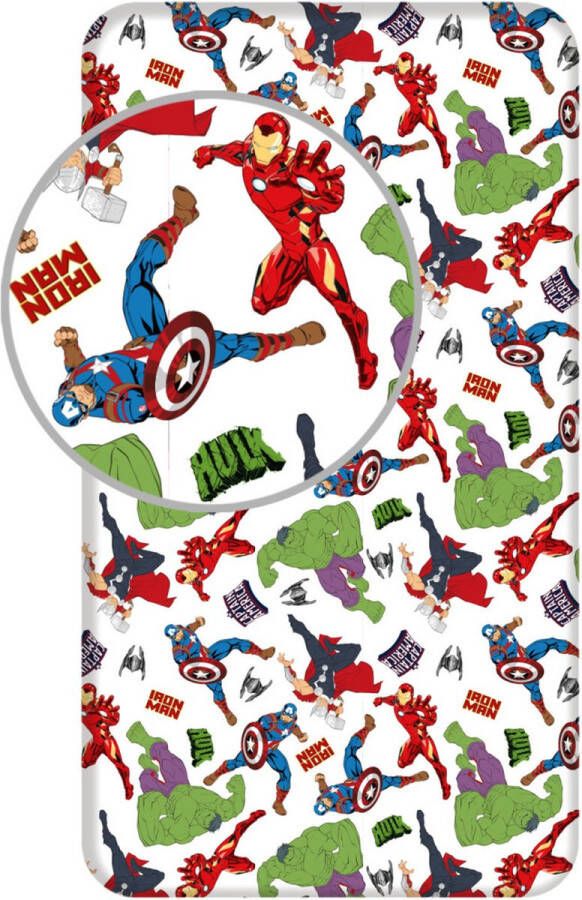 Marvel Avengers Hoeslaken Hulk Flash Iron Man- Eenpersoons – 90 X 200 Cm