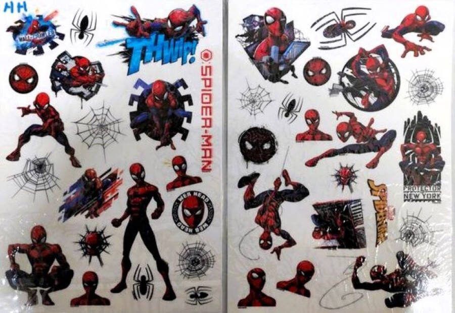 Marvel spiderman raamstickers 40 stickers voor raam 2 a4 vellen slaapkamer of autoruit