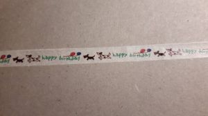 Masking tape Verjaardag Honden Happy Birthday decoratie washi tape 8 mm x 10 m