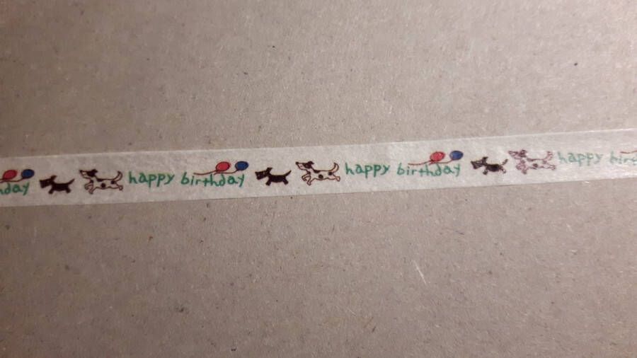 Masking tape Verjaardag Honden Happy Birthday decoratie washi tape 8 mm x 10 m