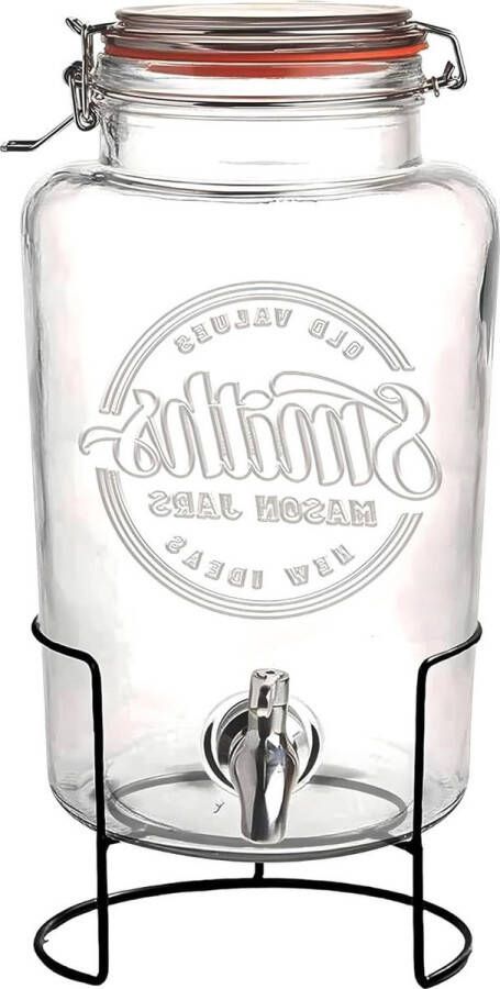 Mason Jars Water Dispenser 18 oz or 5 Litre with Steel Tap and Stand for Summer Lemonade Dispenser Only